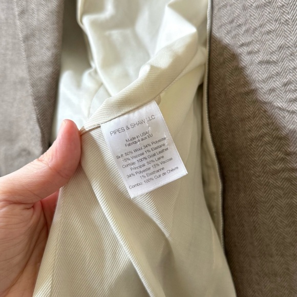 VERONICA BEARD Cutaway Wool Elbow Patch Herringbone Dickey Jacket Tan/Brown Sz 4 - Picture 8 of 8